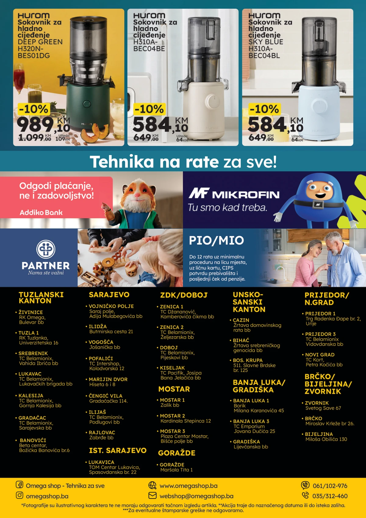Omega Shop katalog – dodatna oprema, servisi i kupovina na rate