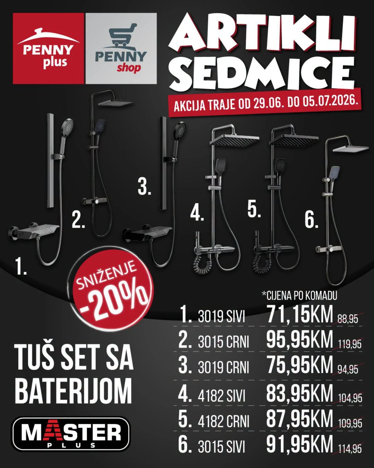 Penny Plus tuš setovi sa baterijom na akciji