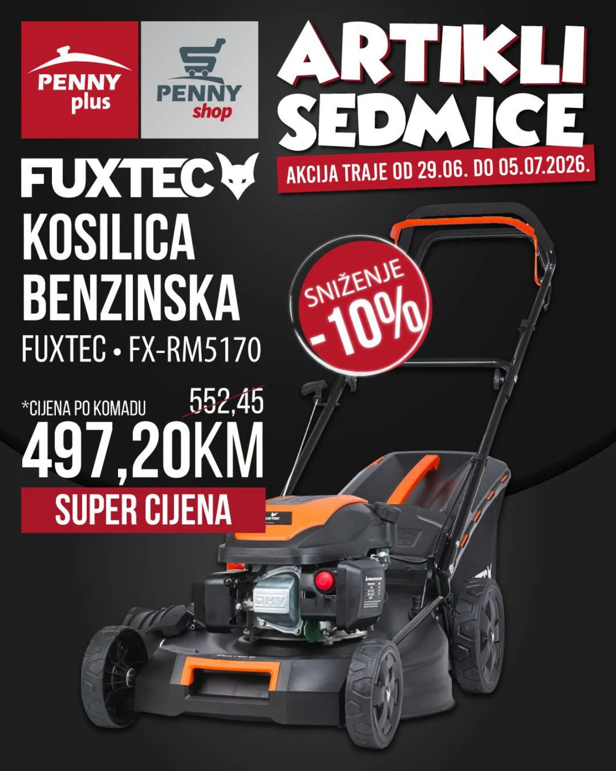 Penny Plus benzinska kosilica FUXTEC na akciji