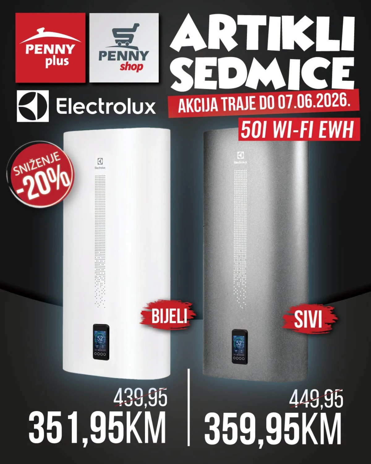 Penny katalog strana 8 – Electrolux bojleri 50L Wi-Fi EWH bijeli i sivi od 351,95 KM