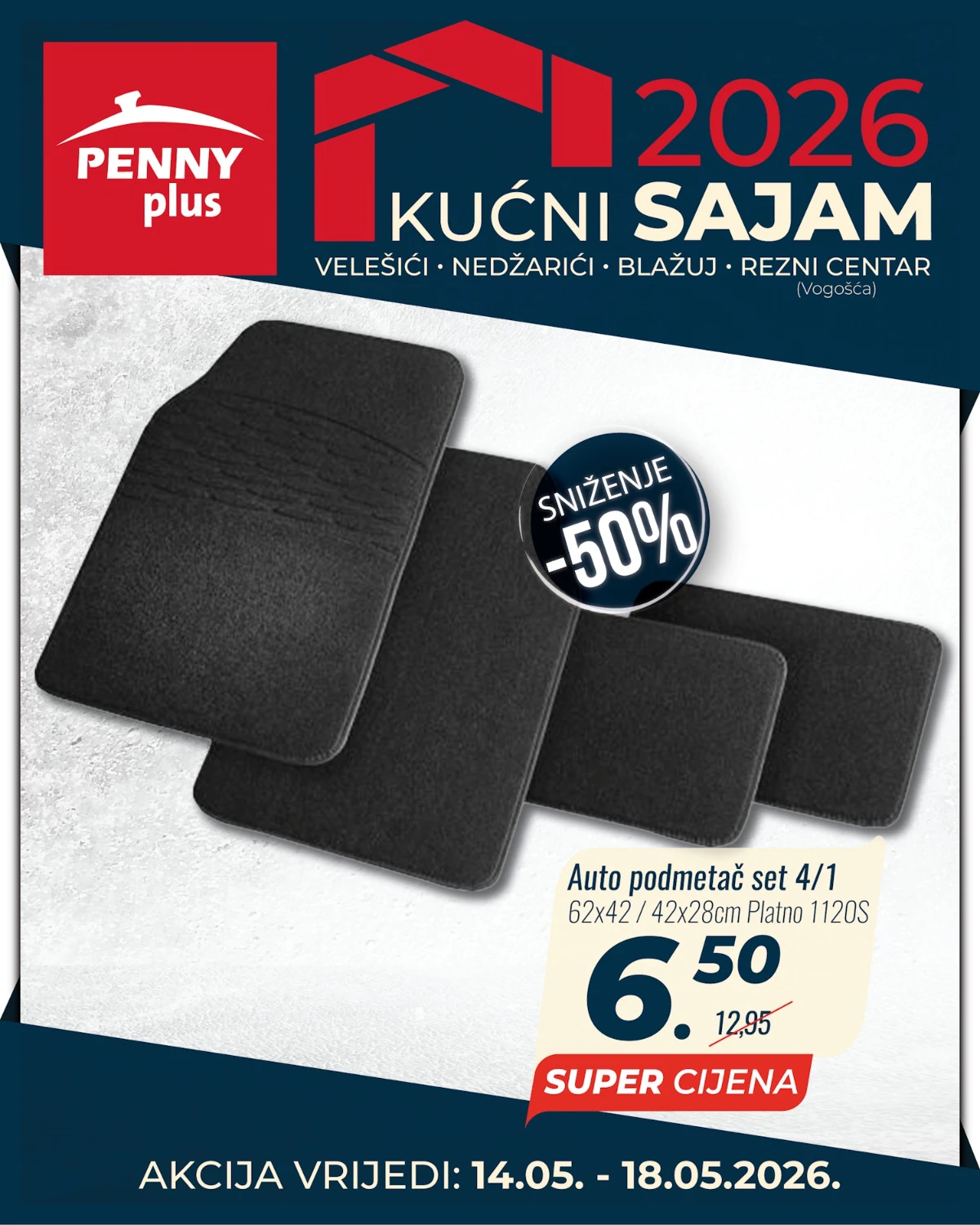 Penny Plus Kućni sajam 2026 auto podmetači set 4/1 sniženje do 50 posto