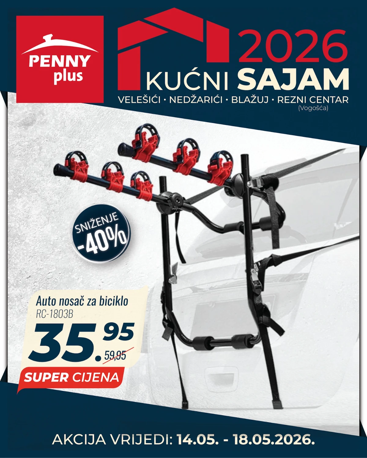 Penny Plus Kućni sajam 2026 nosač za biciklo RC-1803B akcija i sniženje