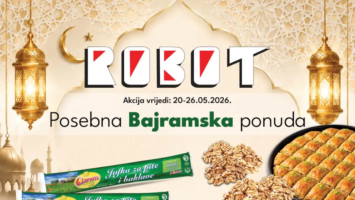 Robot Bajramska ponuda maj 2026 – prehrana, sokovi, slatkiši i kućne potrepštine na sniženju do 49%