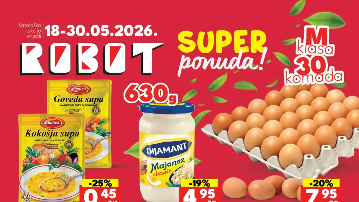 Robot katalog maj 2026 jaja 7,95 KM kafa 9,95 KM i prehrambena sniženja do 44 posto