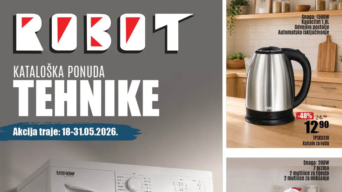 Robot katalog tehnike maj 2026 televizori veš mašine frižideri kuhinjski aparati i bijela tehnika na sniženju