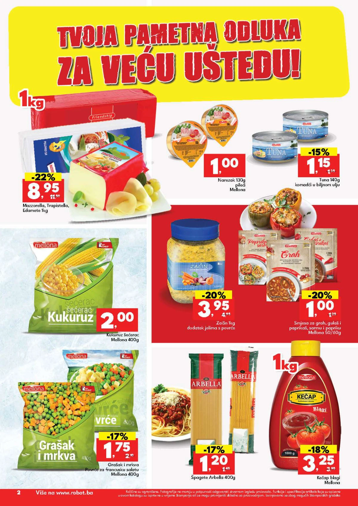 Robot katalog do 01.08.2026. – mozzarella, trapist, tuna, kukuruz, grašak i mrkva na akciji