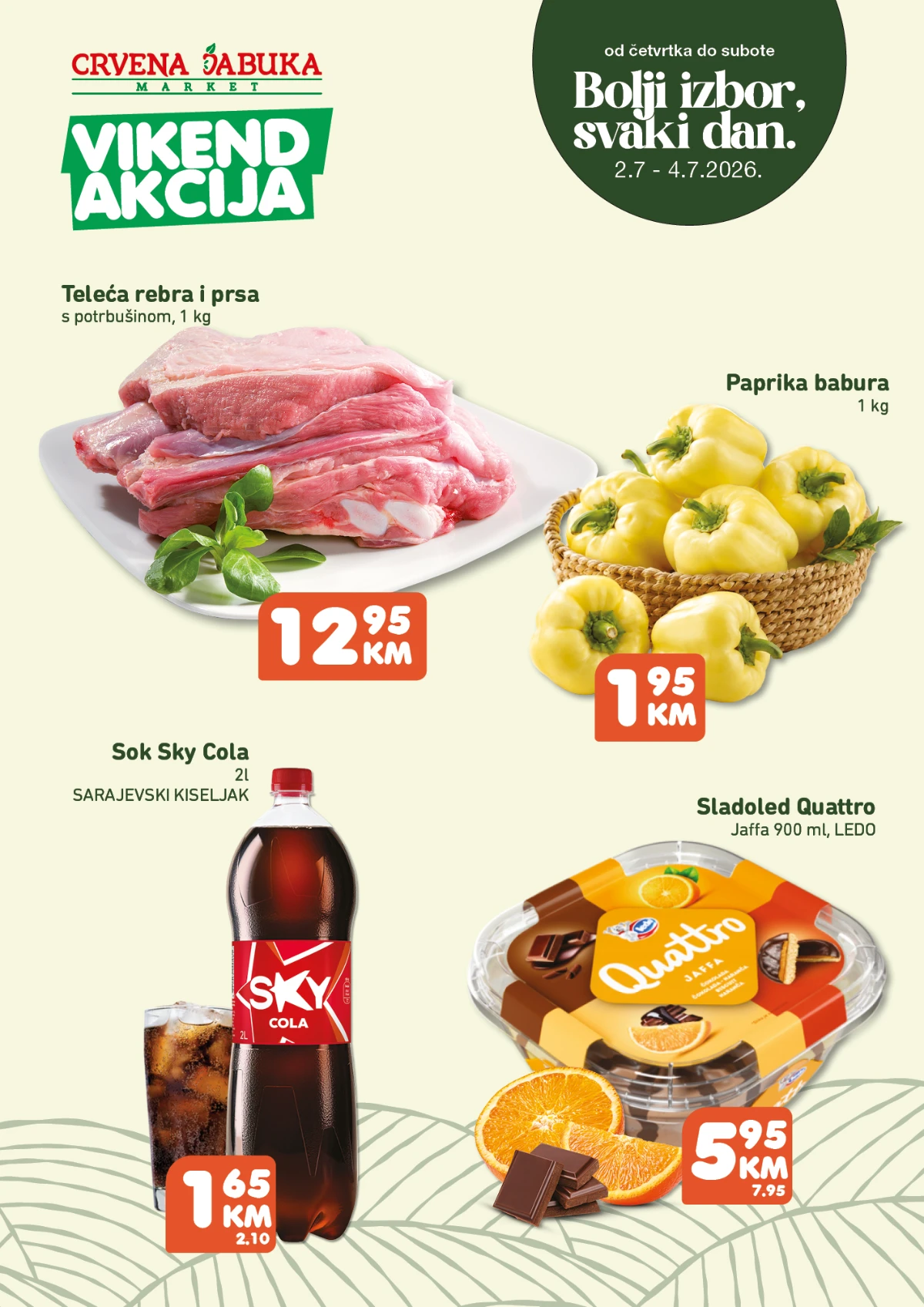Crvena Jabuka vikend akcija od 02. do 04.07.2026. – vikend ponuda sa sniženim cijenama za svakodnevnu kupovinu