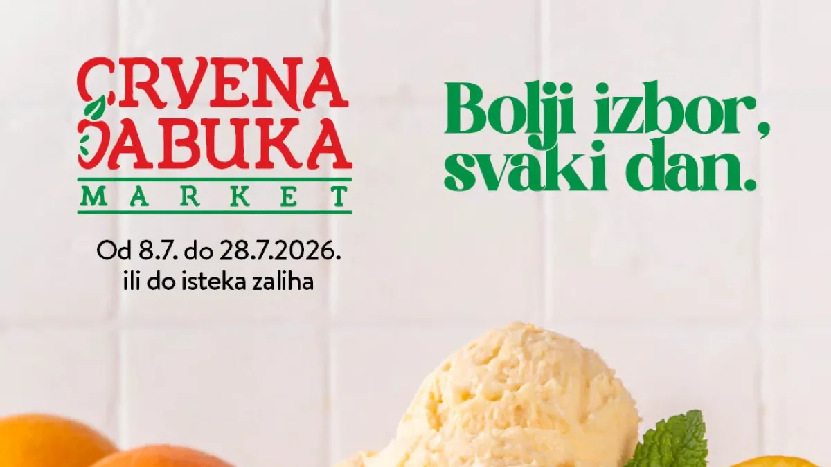 Crvena Jabuka Market katalog do 28.07.2026 – akcija sa popustima do 31% na prehranu i proizvode za svakodnevnu kupovinu