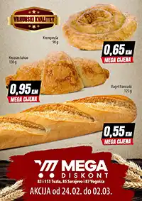 Mega Diskont akcija pekare Otoka Vogošća Tuzla sniženja do 2. marta 2026.